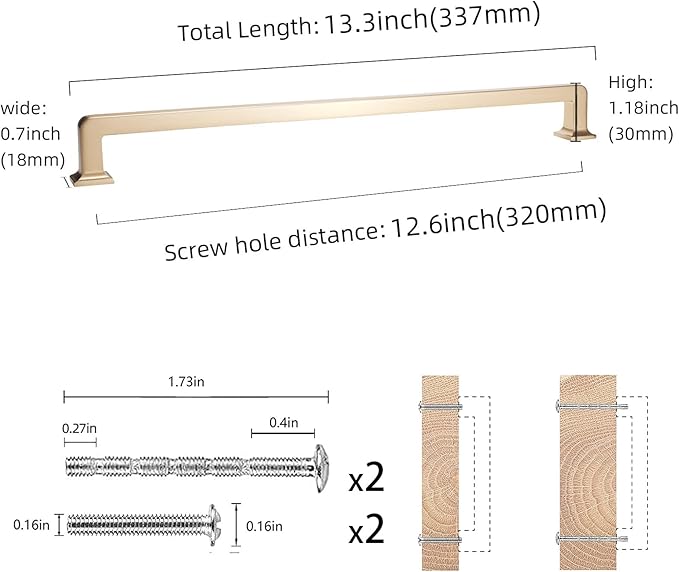 COTYKILEY 10 Pack 12.6 Inch(320mm) Champagne Bronze Cabinet Handles Champagne Kitchen Cabinet Pulls Cabinet Door Handles Kitchen Cabinet Hardware Cupboard Drawer Pulls Dresser Handles