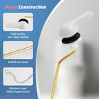 iFealClear Universal Metal Toilet Tank Flush Lever Replacement, Side/Angle Mount Toilet Handle Replacement Kit, Solid Brass Toilet Trip Lever Fits Most Toilets, Stainless Steel Chain, White