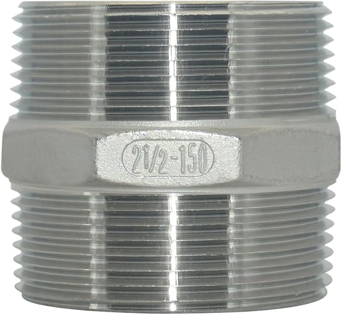 1/8" ~3" NPT Male Threaded Hex Nipple,Stainless Steel 304 Quick Coupler Pipe Fitting (2.5")