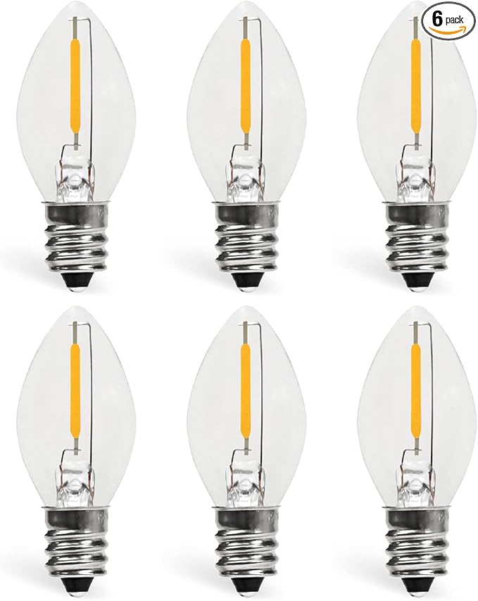 C7 0.6W 2700K Featuring Standard E12 LED Bulb Candelabra Base Replacement Night Light 6 Pack