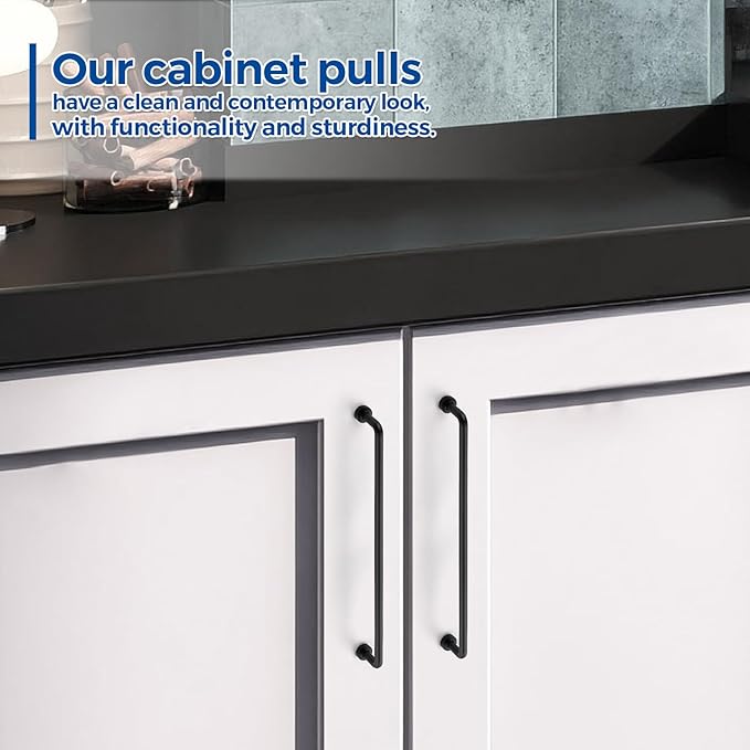 JOY DECOR Cabinet Pulls – 8-3/4 Inch Hole Center, Matte Black, 10 Pack, Zinc Alloy Cabinet Handles for Drawers & Cupboard – Vintage Style Hardware for Kitchen, Bathroom, Dresser, Furniture Makeover