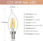 12 Pack E12 Led Light Bulbs 40 Watt Equivalent 4W, CA10 2700K Warm White 400LM Dimmable Chandelier Bulbs, High Brightness Candelabra Bulbs, CA11 Clear Flame Tip Light Bulbs for Chandelier