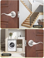 Mengico 3 Pack Satin Nickel Modern Interior Passage Door Knobs, Keyless Door Handle for Hallway & Closet, Wave Style Non-Locking Door Lever Reversible for Left & Right Handed