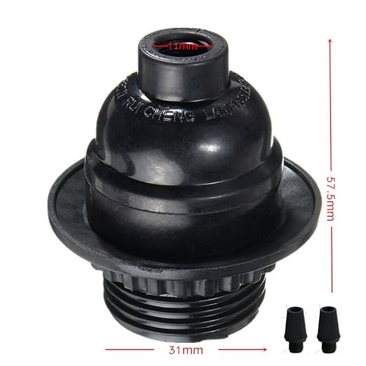 6 Pack Lamp Socket Replacement, Phenolic Medium Base Light Socket, E26 Screw Bulbs Edison Retro Pendant Lamp Holder, Lampshade Ring, 1/8 IP Thread Cap (Lamp Socket Keyless)