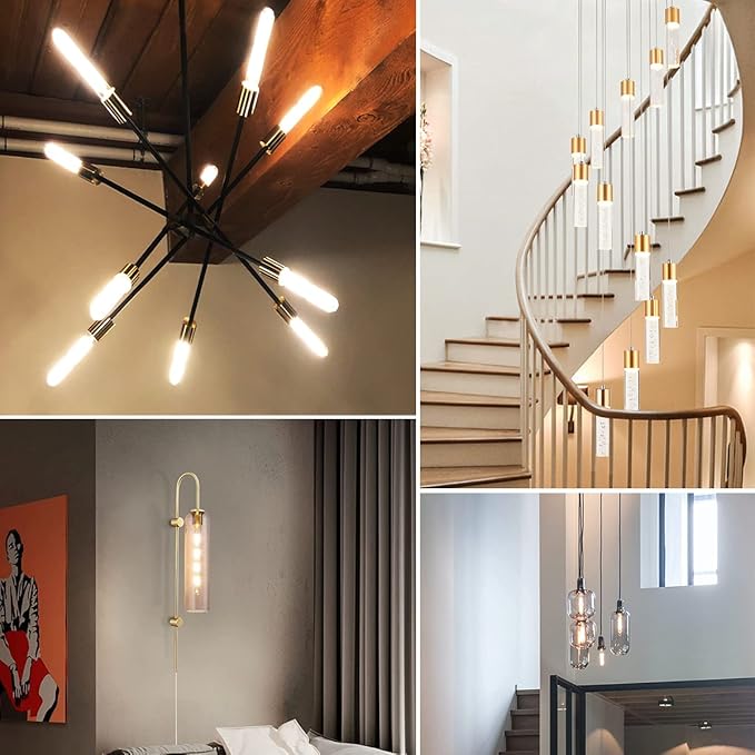 Dimmable 8W T10 LED Bulbs Warm White 2700K E26 8.9inch Long Tubular Light Bulb 75 Watt Vintage Edison LED Filament Bulb 800lm E26 Base Tube Bulb,Pack of 4