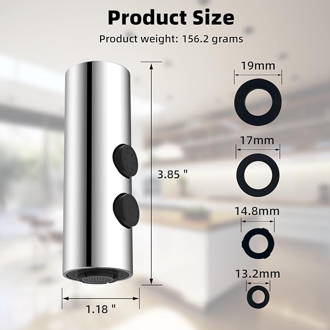 Hibbent Metal Pull Down Kitchen Faucet Head Replacement with 15 Adapters, Sink Spray Head, 2 Function Spray Nozzle Compatible with Moen, American Standard, Delta, Kohler Faucets, Chrome (Silver)