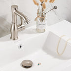 Vessel Sink Drain for Bathroom, Pop-up Drain With Detachable Basket Stopper, Anti-Explosion And Anti-Clogging Drain Strainer, Sink Drain Assembly With Overflow Brushed Nickel, REGALMIX RWF083J