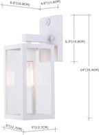 GRUENLICH Dusk to Dawn Large Outdoor Wall Lantern, PIR Motion Sensor Wall Sconce, E26 Base Max 60W, Metal Housing Plus Glass, White Finish, Bulb Not Included, 2-Pack