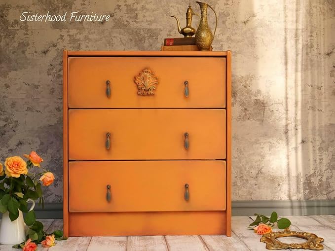 Dixie Belle Paint Company Chalk Finish Furniture Paint - Florida Orange (16oz) - Matte Bright Orange Chic Chalk Mineral DIY Furniture Paint