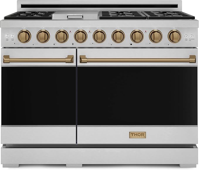 Gordon Ramsay by THOR Kitchen 48 Inch Professional Liquid Propane Range with Tilt Panel Touch Control in Stainless Steel/Bronze