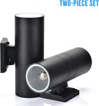 wowlite Dusk to Dawn Outdoor Light Fixture, Up and Down Lights Outdoor Lights for House, Waterproof Modern Cylinder Black Exterior Lighting Fixtures for Front Door Garage ETL Listed, 2 Pack