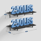 2-Pack Garage Wall Shelves, 2' x 4' Heavy Duty Wall Mounted Storage Rack with 6 Hooks, 500 lbs Capacity (250 lbs Each), Steel Garage Organization Shelving for Tools, Bins, and Power Equipment