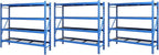 Heavy Duty Member Mark 4-Shelf Industrial Storage Rack, 77" W x 24" D x 72" H (Blue, 3 Pack)