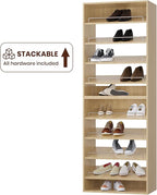 ROOMTEC 25.5" Shoe Shelf Short Tower Closet Unit, Modular Closet System with Shelf, Wardrobe Organizer for Bedroom or Walk-in Closet, Wall Mounted, Customizable Clothes Storage Unit, Wood
