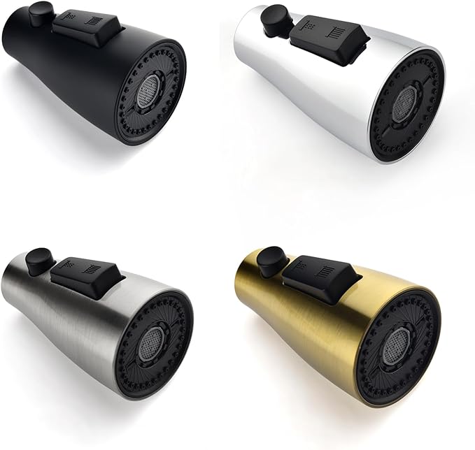 [Upgraded] GORDEE Kitchen Faucet Sprayer Head Replacement, 3-Function(Stream/Spray/Blade) Sprayer Spout Nozzle w/Check Valve, 1.8 GPM, 9 Adapters to Fit Most Standards of Faucets, Matte Black