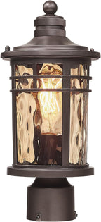 Darkaway Outdoor Post Light,Lamp Post Light Fixture, Waterproof Aluminum Housing with Amber Ripple Glass for Garden Patio Pathway Entry