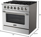 Awoco Professional 36” Freestanding 6 Burners Natural Gas Range with 4.5 cu ft. Convection Oven and 2 Racks (36 Inch)