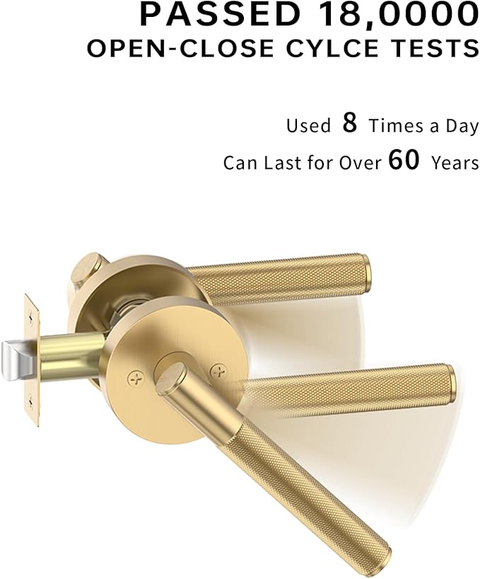 Asidrama 4 Pack Passage Champagne Bronze Door Handles, Door Lever with Door Knobs Indoor for Bedroom or Bathroom, Heavy Duty Door Handles Interior with Locks for Left Right Sided Doors