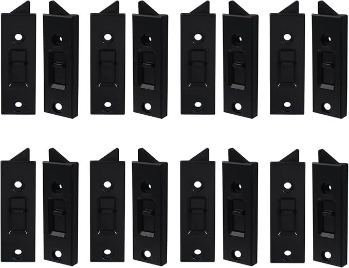 Window Latch Locks Replacement Window Parts and Hardware, Plastic Spring Loaded Sliding Window Tilt Latch for Home Window Accessories, Pack of 16 (Black)