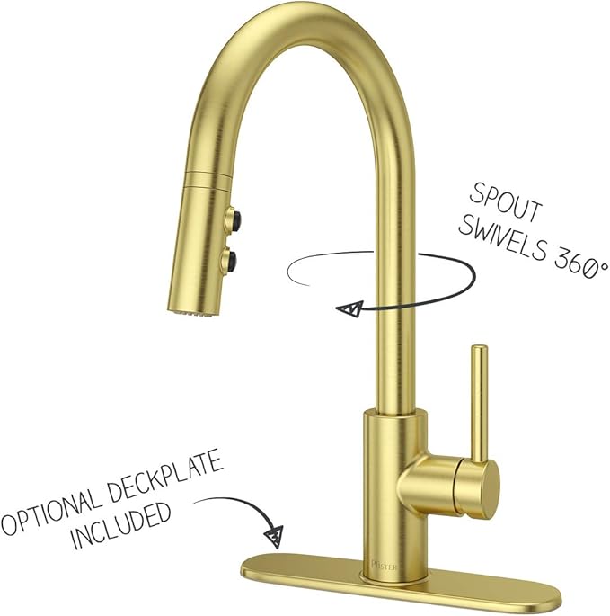 Pfister Stellen Kitchen Faucet with Pull Down Sprayer, Single Handle, High Arc, Brushed Gold Finish, LG529SABG