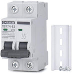 AC Miniature Circuit Breaker, 10 Amp 120V/240V 2 Pole DIN Rail Mount Circuit Breaker, Thermal Magnetic Trip, Solar AC Disconnect Switch MCB C10