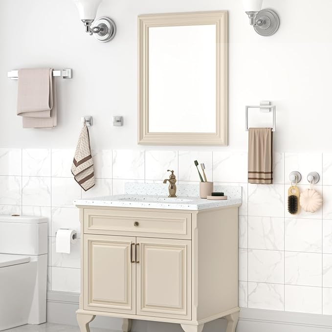 Bathroom Hardware Accessories Set: 7-Pieces Bath Towel Bar Set, Towel Racks for Bathroom Wall Mounted, SUS304 Stainless Steel, Brushed Nickel