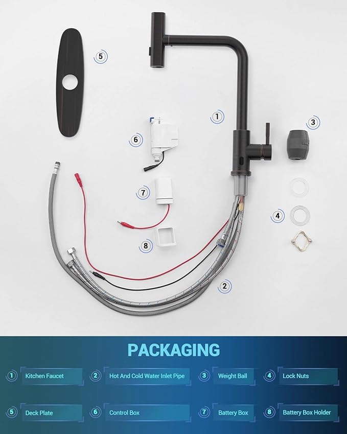 APPASO Touchless Kitchen Faucet with Pull Down Sprayer Oil Rubbed Bronze, Waterfall Touchless Motion Sensor Hands-Free, Single Handle SUS304 Stainless Steel Smart Faucet for Sink