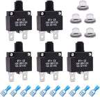 mxuteuk 5Pcs 10Amp Circuit Breakers Push Button Manual Reset 125/250V AC 32V DC,Overload Protector Switch Thermal Circuit Breakers with Quick Connect Terminals and Waterproof Button Caps ST1-5-10A