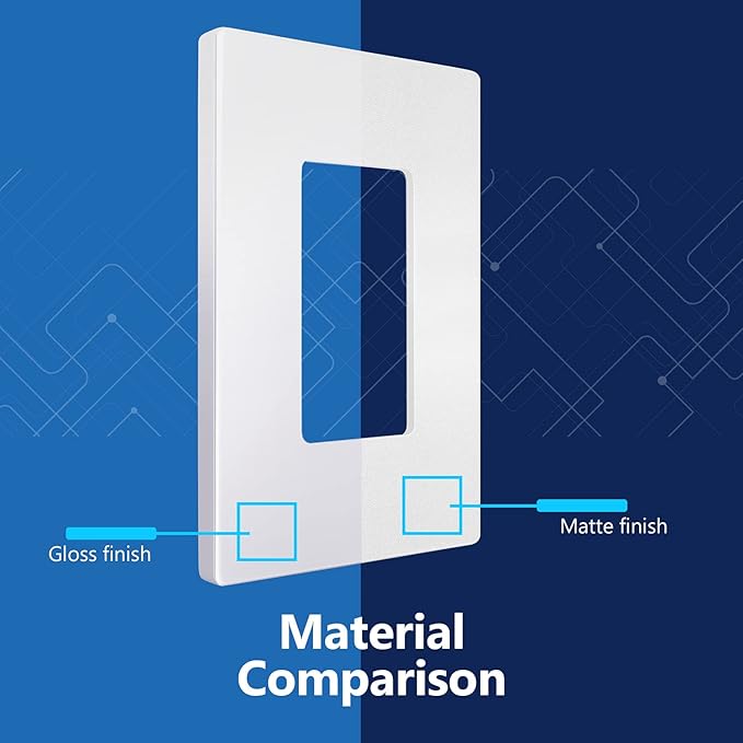 LIDER Matte Finish Decorator Switch Cover, Screwless Wall Plate, Mid-Size 1-Gang 4.88" x 3.11", Unbreakable Polycarbonate Thermoplastic, UL Listed, LSWP-31M-W5P, White, 5 Pack
