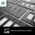 RIO SALTO Modern Metal Matte Black Quad Decorator Wall Outlet Cover Light Switch Cover Double Rocker Decora Electrical Decorator Wall Plate Electric Outlet Covers Black Receptacle - Midsize 4 Gang