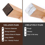 Yelanon Felt Furniture Pads for Hardwood Floors -216 Pcs Premium Felt Pads for Chair Legs, Floor Protectors for Furniture,Black & Brown
