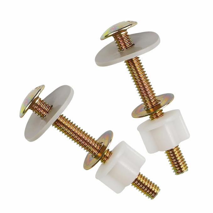 Toilet Screws Replacement Kit, Heavy Duty Toilet Seat Fastener with Plastic Nut and Metal and Rubber Washers, Universal Toilet Bolt and Screw Set for Top Mount Toilet Lid Hinge (MFL18)