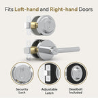 Mega Handles Ronn Entrance Combo, Entry Lever Door Handle and Single Cylinder Deadbolt Lock and Key Pack, Heavy Duty Round Locking Door Levers Set for Left or Right-Handed Doors - Polished Chrome