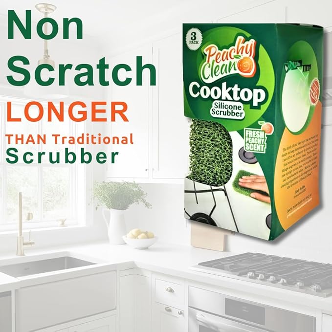 Peachy Clean Silicone Scrubber (Qty 3) - Cooktop Scrubber
