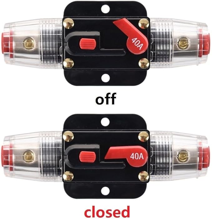 Fuse Holders 40amp 20A 30A 50A 60A 80A 100A 150A Inline Circuit Breaker for Car Audio and Amps Overload Protection Reset Fuse Inverter 12V-24V DC Replace Fuses