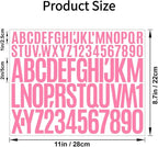 10 Sheets 780 Pcs Vinyl Letter & Number Stickers - Waterproof, Self-Adhesive Alphabet for Mailbox, Door, Windows, Cars, Boats, Address (Pink, 1in&2in)