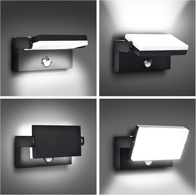 40W LED Wall Pack Lights Outdoor Motion Sensor,360 °Rotation 5000K 6000K 4000K Selectable Exterior Flood Lighting Fixture Sconce for Porch Garage Patio