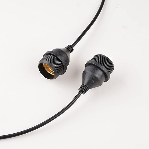 Light Socket with Cord Outdoor Light Socket Wire with E26/E27 Socket Light Bulb Socket with Cord Temporary Construction Lighting Waterproof Socket Corded (6 Pack) 1Foot 20Awg Ma6009