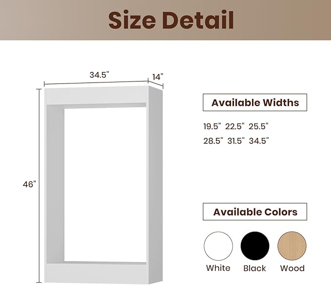 ROOMTEC 34.5" Double Hanging Closet Unit, Modular Closet System with Hanging Rod, Wardrobe Organizer for Bedroom or Walk-in Closet, Wall Mounted, Customizable Clothes Storage Unit, White