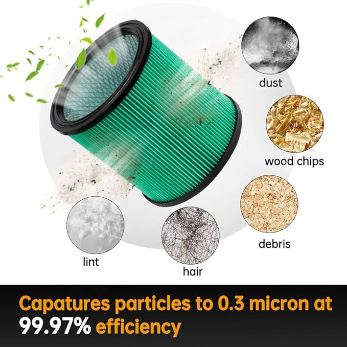 DXVC6914 Cartridge HEPA Filter Replacement for Dewalt 6-16 Gallon Wet Dry Vacuum Cleaners DXV06P DXV09P DXV10P DXV10PL DXV10SA DXV12P DXV14P DXV16P, 2 Pack