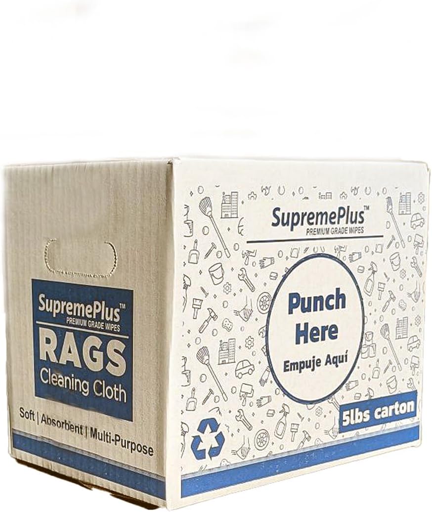 Premium Color Knit Cleaning Rags (5 lbs. Box) – Shop Rags Bulk for Workshops, Mechanics, Painters, and Home Use, Multipurpose Cotton T-Shirt