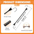 15" Rubber Bungee Cords with Hooks, Heavy Duty EPDM Bungee Cord with 150% Max Stretch, Heavy Duty Bungee Straps for Securing Tarps, Canvases, Cargo, Motorcycle, Weatherproof, Pack of 10