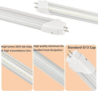 6 Pack 5FT T8 LED Tube Light 48W G13 Bi-Pin Cap 6000K Cool White with Dual Row LEDs T8 T10 T12 Fluorescent Light Bulbs Replacement 5 Foot Shop Lights
