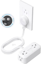 TROND 360° Rotating Plug 3FT Extension Cord, 4 Widely Spaced AC Outlets, Flat Plug Surge Protector, Wall Mount, Surge Protection Power Strip for Travel Kitchen Dorm Room Essentials, White