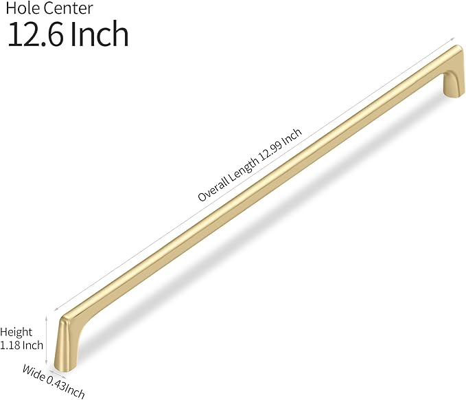 3 Pack 12.6 Inch(320mm) Hole Center Modern Brushed Gold Cabinet Pull Handle Timeless Vanity Drawer Pull Handle Classic Cabinet Hardware for Kitchen Dresser Bathroom, Screws Included, B-Gold(12.6x3)