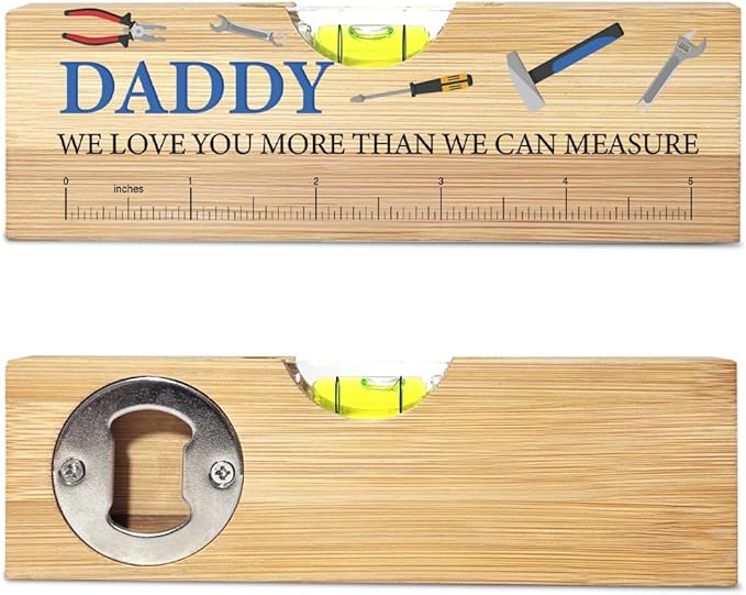 Christmas Gifts for Daddy from Daughter Son, Best Father Gifts for Bonus Dad, Birthday Fathers Day Valentines Gift for Dad Stepdad Wooden Spirit Level A1