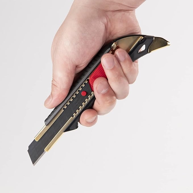 KAI 18mm Snap Blade Utility Knife (L-001), Multi-Purpose Retractable Black Carbon Steel Blade, Ultra Sharp, Professional Grade for Use with Wallpaper, Paper, Cardboard, Styrofoam, DIY - Made in JAPAN