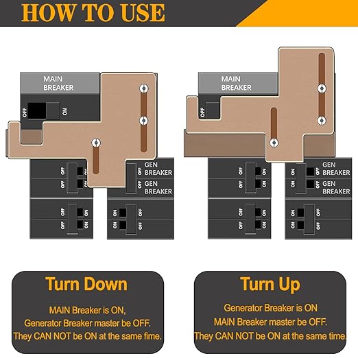 Generator Interlock Kit for Siemens or Murray 150 or 200 Amp Panels, 7/8-1 1/4 Inch Spacing Between Main and Branch Breaker