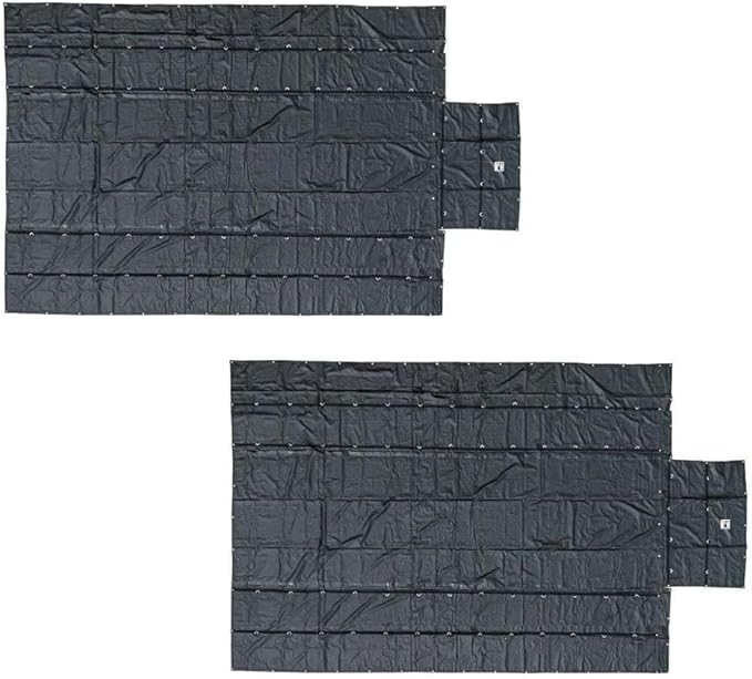Mytee Products 2 Pack 16' x 27' Flatbed Truck 18 Oz Steel Tarp with 4 FT Drop & Flap - Black Heavy Duty Vinyl Waterproof Tarp for Trailers to Protect Cargo from Wind, Rain, Snow and Sun