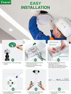 zouzai 24 Pack 6 Inch Ultra-Thin LED Recessed Ceiling Light with Junction Box, 6000K Clear White, 12W 110W Eqv, Dimmable Downlight, 1080LM High Brightness - ETL Certified